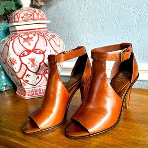 Vince Camuto cognac Frasper sandals/open-toed booties.